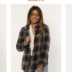 Stylish Plaid Button-Down Shirt - Black and Pink